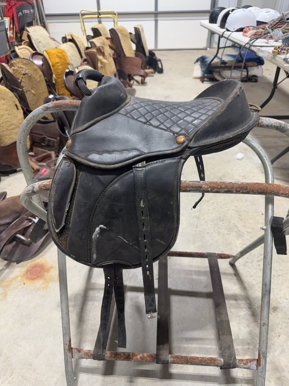 Black Synthetic English Pony Saddle, 9 1/2 Inch Seat