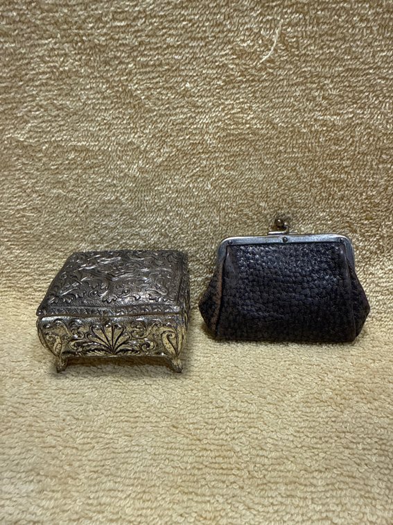 Vintage Metal Trinket Box & Kiss-Lock Coin Purse