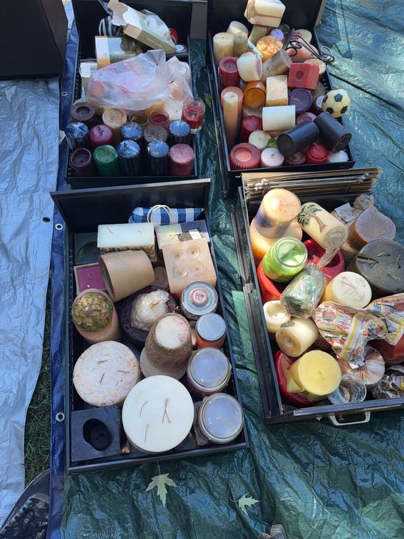 Pillar and Jar Candles in Metal Filing Cabinet Drawers
