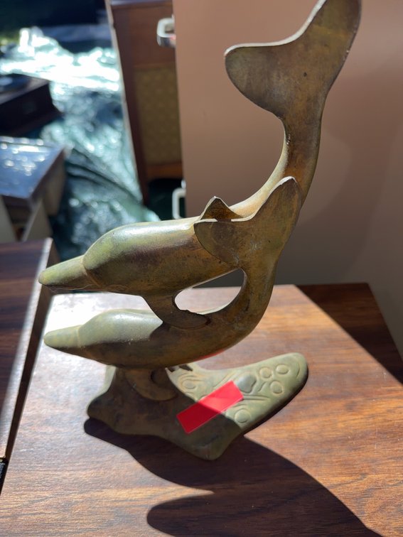 Cast Brass Dolphin Sculpture Sea Life Decor