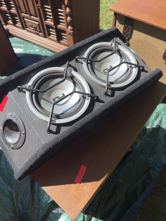 Dual Speaker Subwoofer Enclosure With Metal Grilles and Port