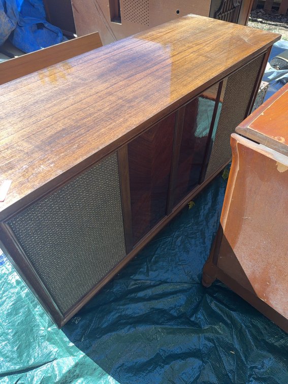 Delmonico Console Stereo Cabinet with Built-In Record Player and Radio
