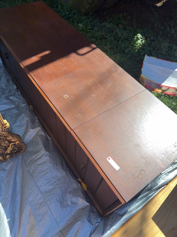 Zenith Solid State Wood Stereo Console Record Player and Radio