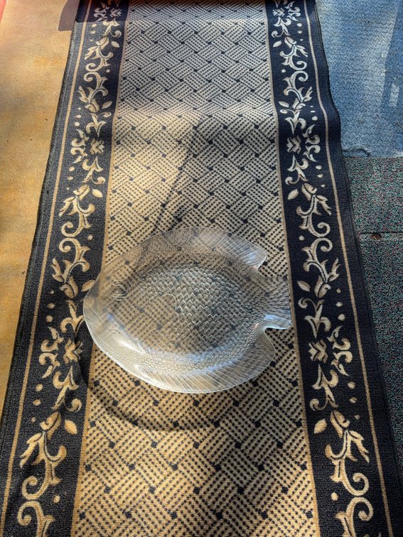 Glass Fish-Shaped Platter and 8ft Decorative Runner Rug