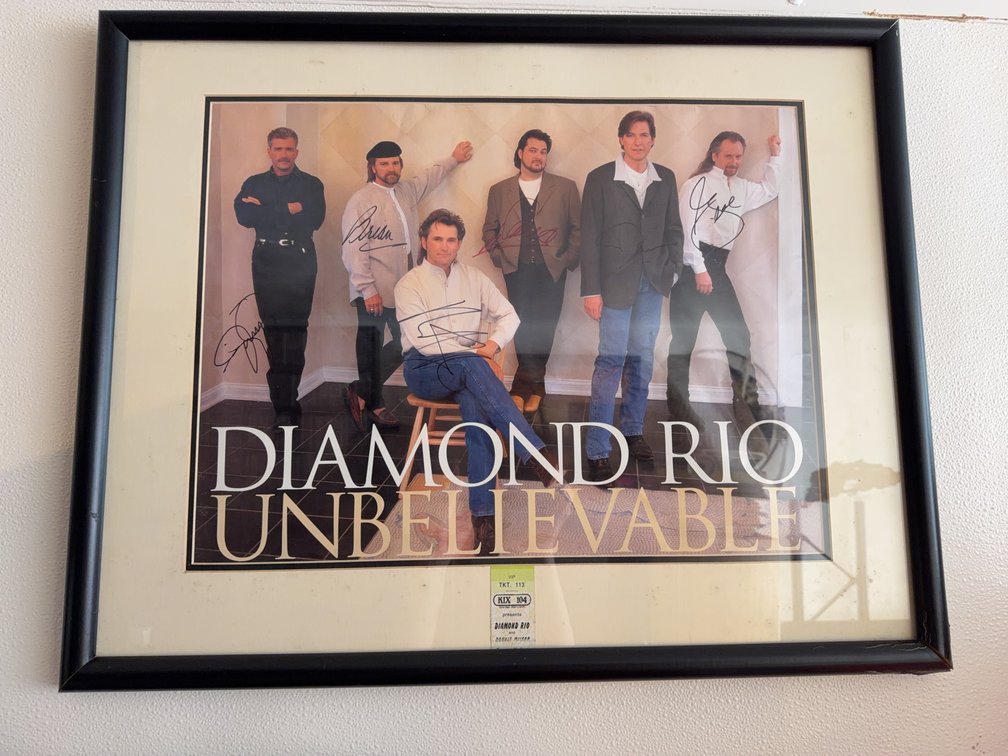 Framed Diamond Rio Autographed 'Unbelievable' Poster with VIP Ticket
