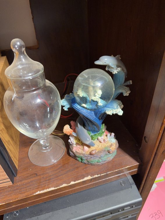 Glass Apothecary Jar With Lid And Dolphin Wave Resin Figurine