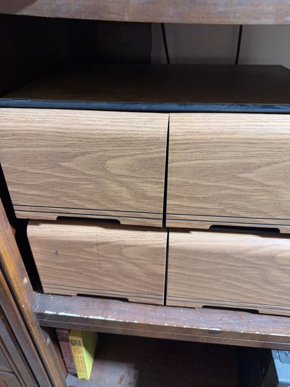28 VHS Tapes with Wooden veneer Storage Drawers