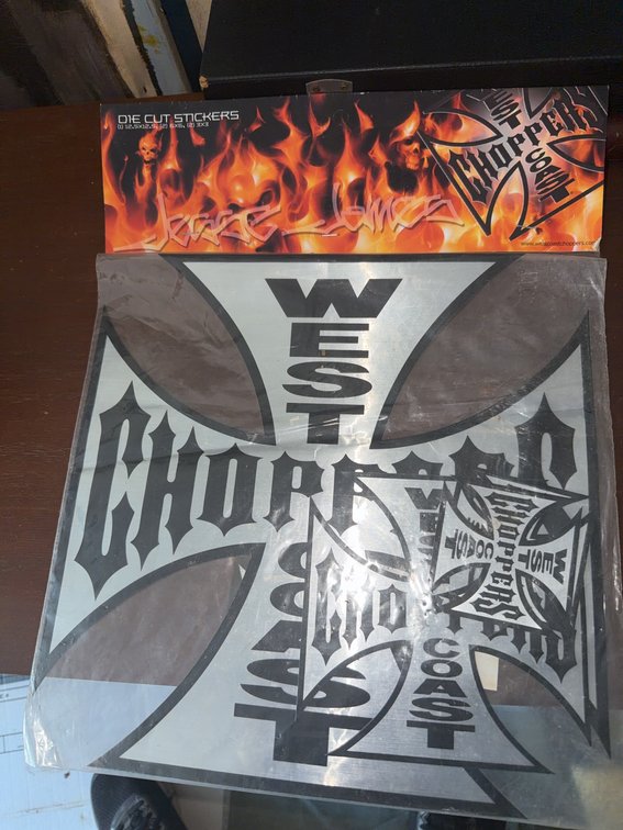 West Coast Choppers Die Cut Sticker Set with Large Cross Decal