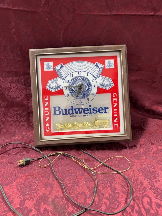 Budweiser Lighted Wall Clock With Electric Cord