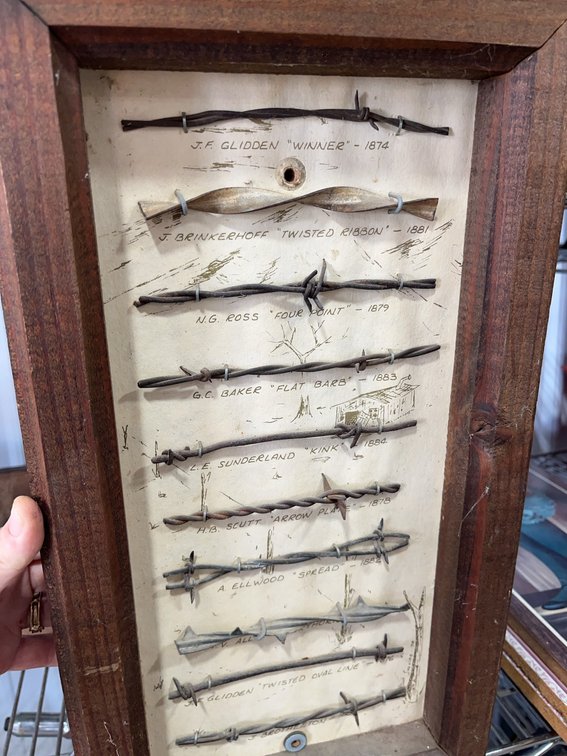 Framed Barbed Wire Collection With Historical Labels, 19th Century Styles
