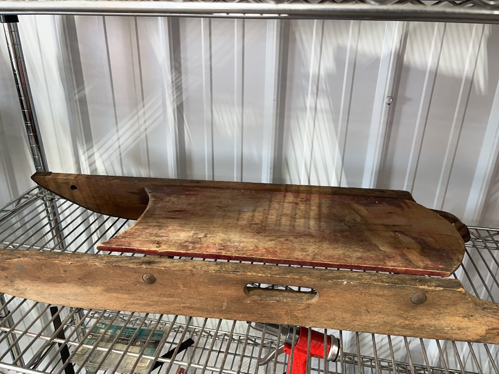 Wooden Sled with Flat Seat and Hand Cutout, Classic Design