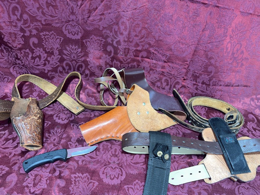 Leather Holsters, Belts, and Imperial Fixed Blade Knife