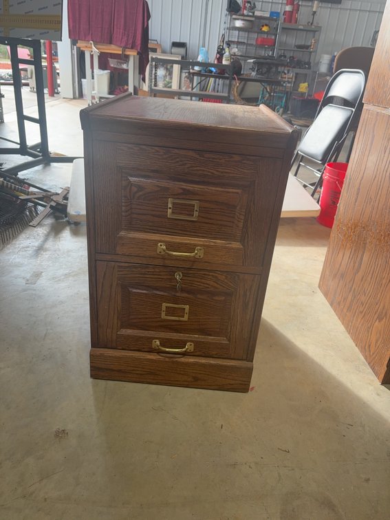 Wooden Filing Cabinet With Brass Hardware and Two Drawers, 2ft x 1ft 6in x 2ft