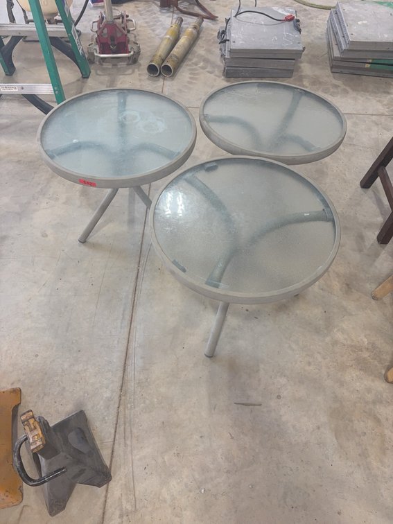 3 Round Glass Patio Tables with Removable Tops, 16 in. High