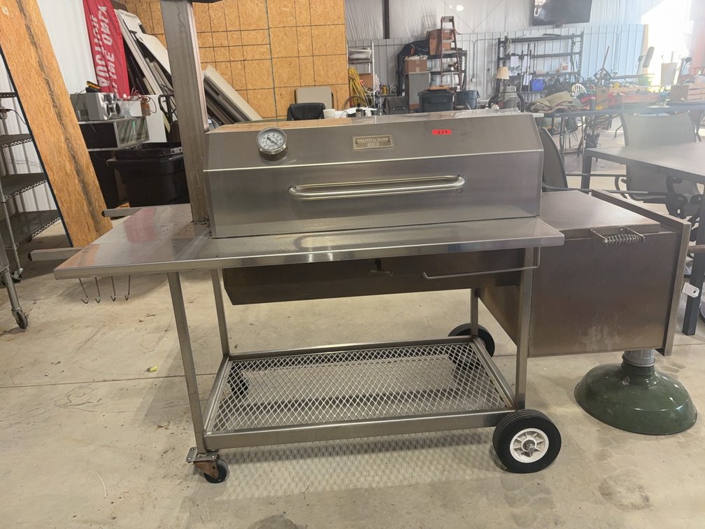 Klose Stainless Steel BBQ Pit Smoker With Thermometer And Side Firebox