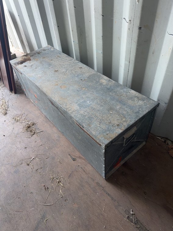 Galvanized Metal Trunk with Handles, Approximately 4 Feet Long