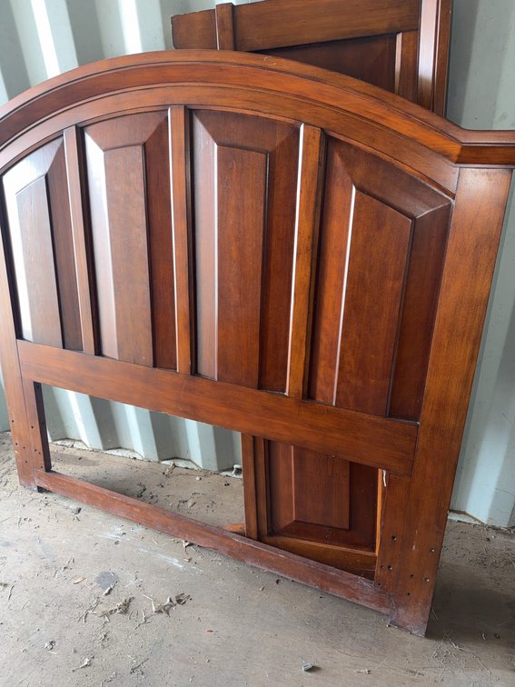 King Size Wooden Headboard and Footboard Set with Panel Design