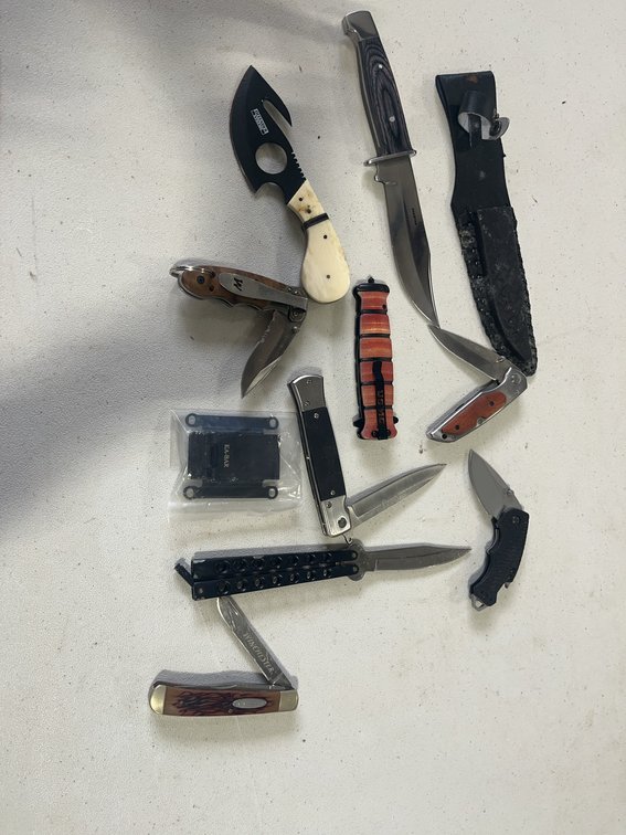 9 Knives: Buck, Winchester, Gerber, Balisong Butterfly, Sheath, Folding Styles