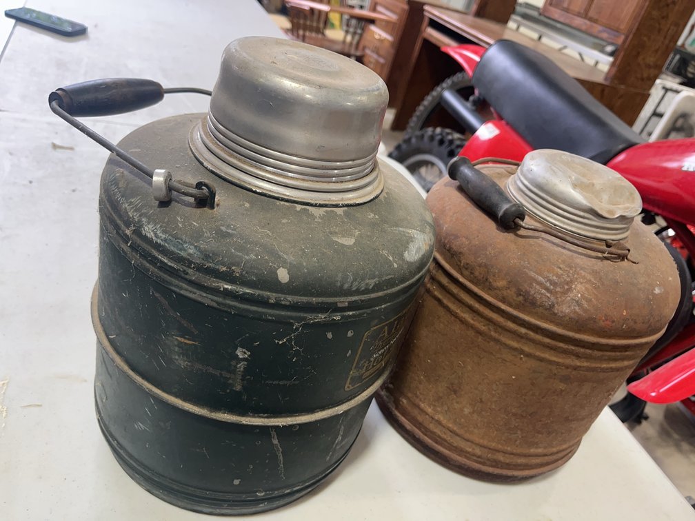 Aladdin Industries Metal Therm-a-Jug Thermos Jars with Handles, USA Made