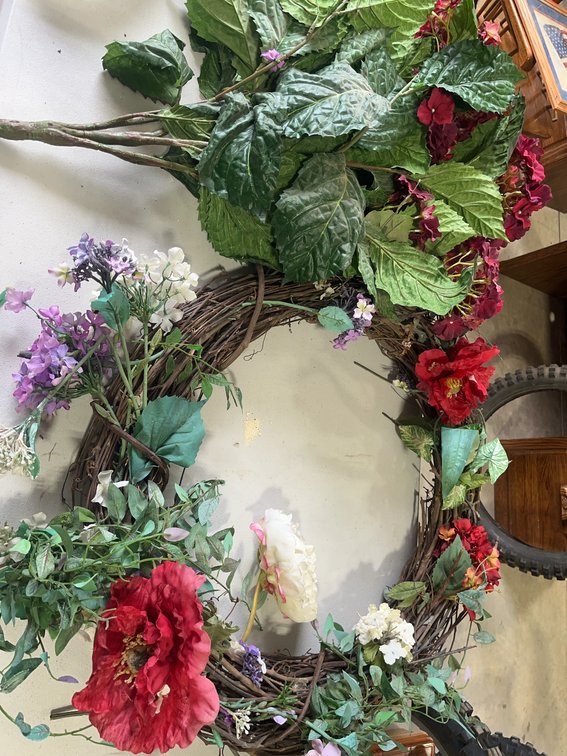 Artificial Floral Grapevine Wreath and Assorted Silk Flower Sprays