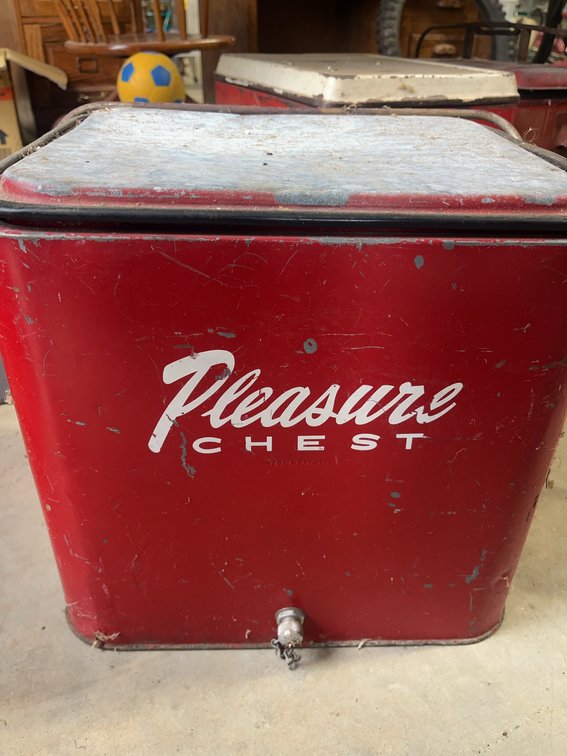 Pleasure Chest Red Metal Cooler with Handle and Drain Spout