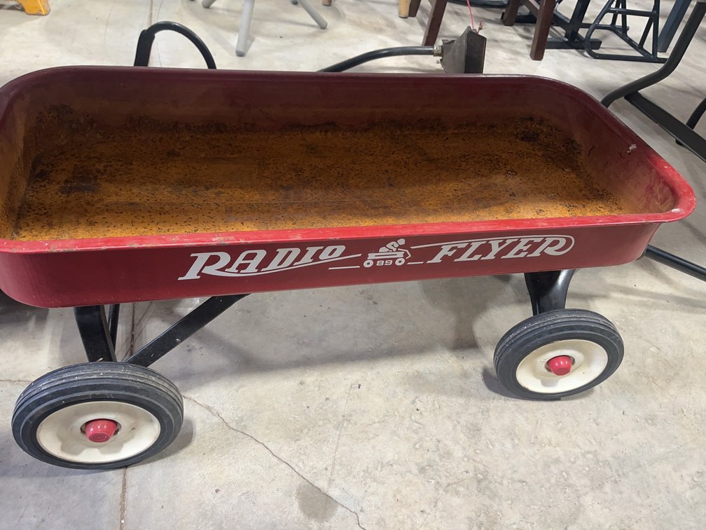 Radio Flyer Red Metal Pull Wagon with White Wheels and Handle