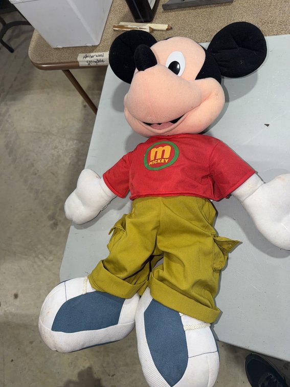 Large Mickey Mouse Plush Toy with Red Shirt and Yellow Pants 32 Inches Tall