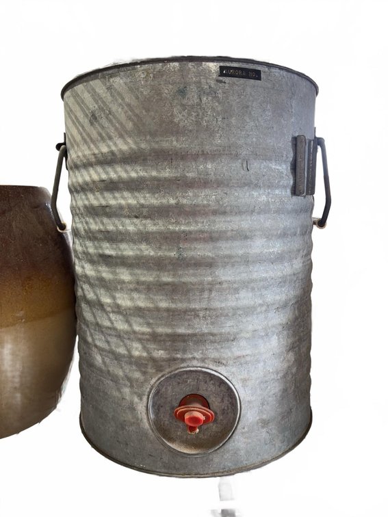 Galvanized Metal Water Cooler with Spigot, Aurora MO, White Lined Interior, 5 Gal