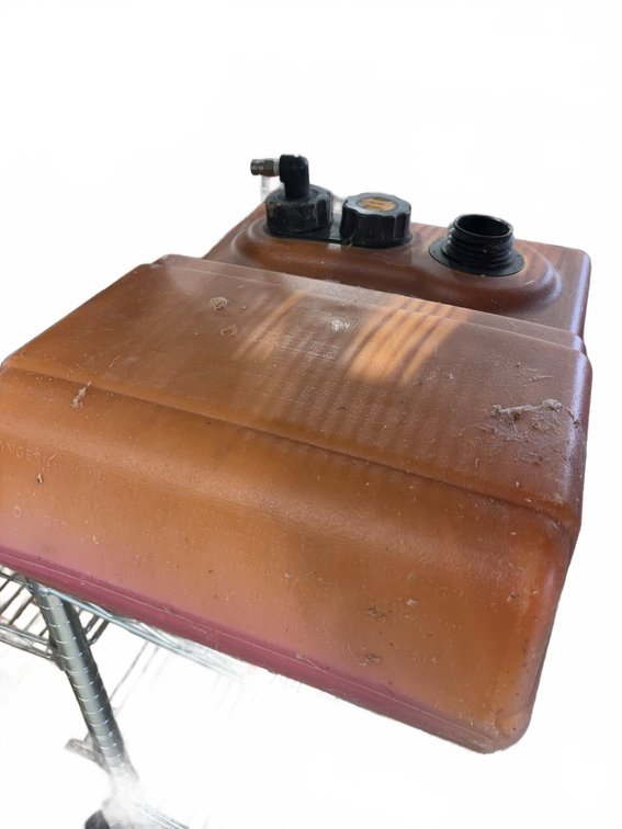 Two Gas Cans, One Marked 'MOWER', Plastic, Vented Caps