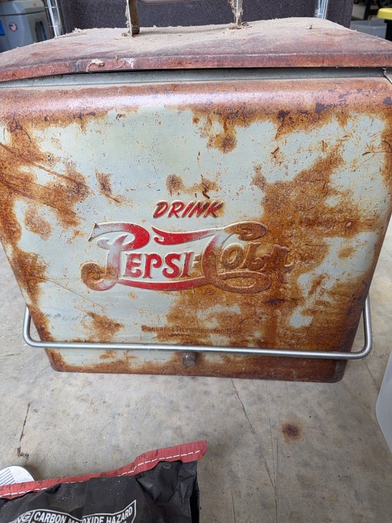 Pepsi-Cola Metal Drink Cooler Vintage Metal Chest with Handle and Wire Rack