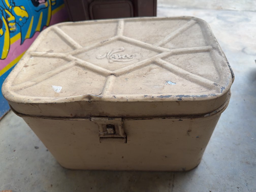 Nesco Metal Cooler with Raised Logo and Latch Closure, Cream Finish