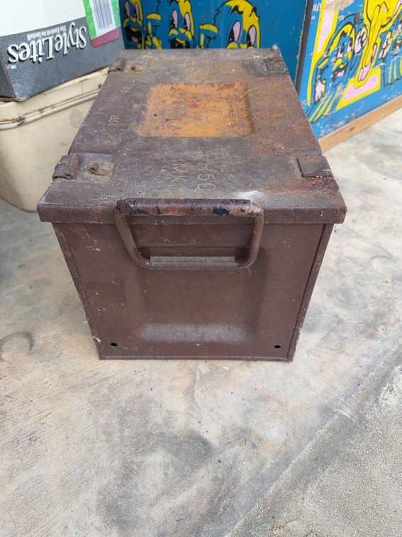 H50 WWII Military Metal Ammunition Box with Hinged Lid and Handle