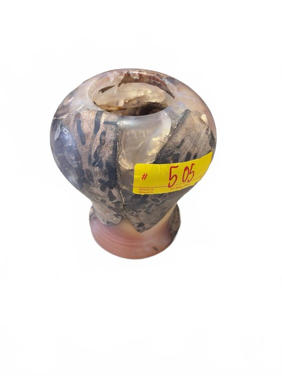Decorative Raku-Style Pottery Vase, Multicolor, Approximately 9 in. Tall