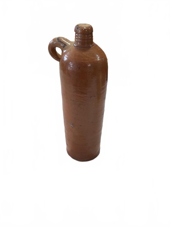 Stoneware Pottery Bottle with Single Handle, Approx. 1 Ft. Tall