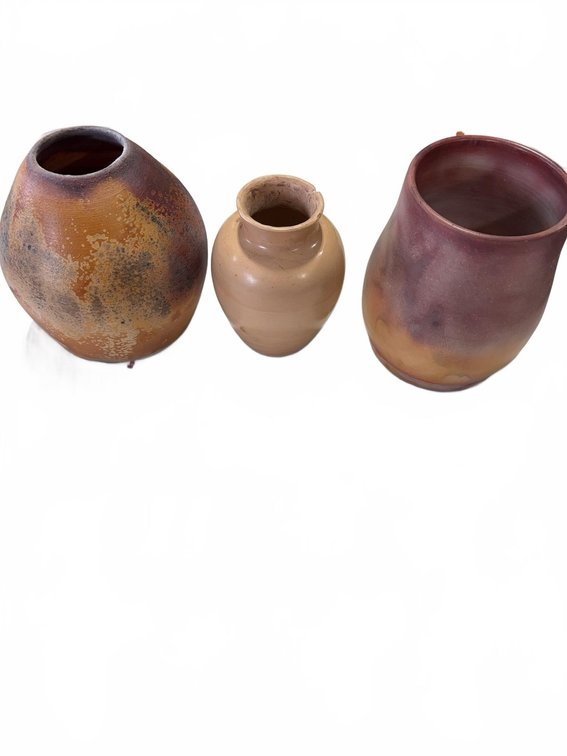 3 Handcrafted Ceramic Vases in Varying Glazed Finishes