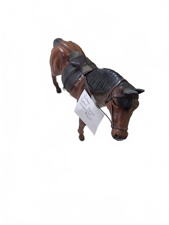 Leather Horse Figurine With Saddle And Tack
