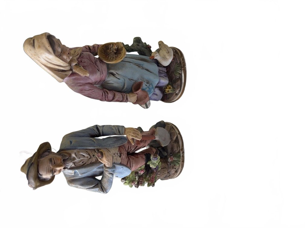 HOMCO 8816 Porcelain Farmer and Wife Figurines, Hand Painted, Pair