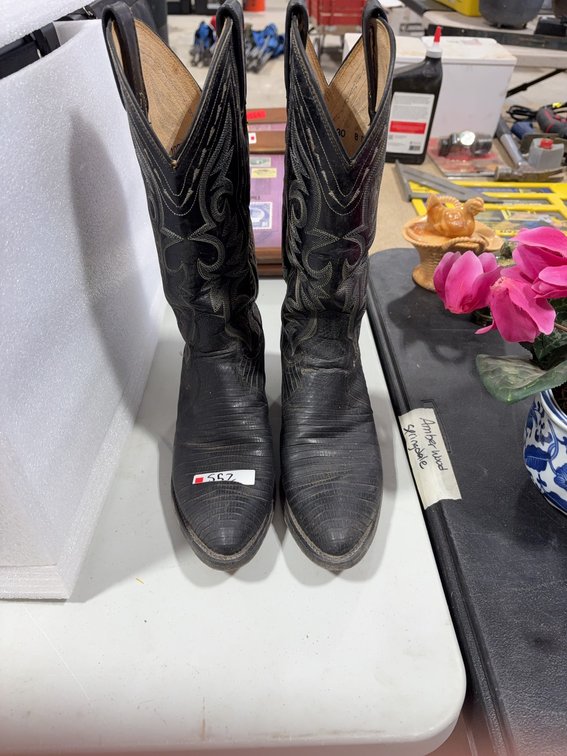 Black Leather Western Cowboy Boots, Size 6 D, Made in USA