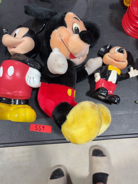 Mickey Mouse Figure and Plush Lot: 2 Plastic Figures, 1 Plush Toy