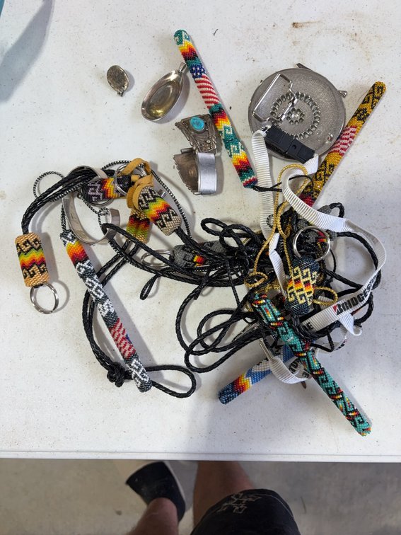 Native American Style Beaded Lanyards, Sterling Silver & Turquoise Jewelry Lot