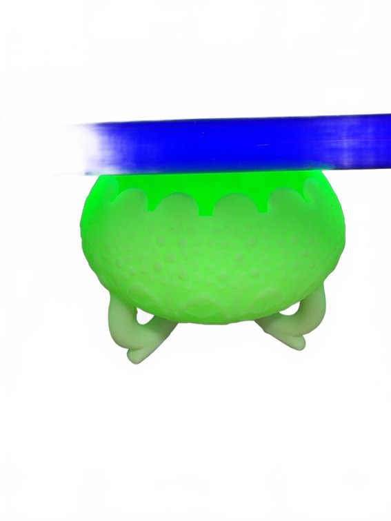 Vaseline Uranium Glass 3-Leg Bowl with Scalloped Edge and Floral Relief