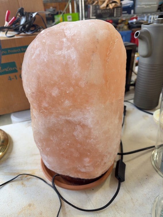 Very Large Natural Himalayan Salt Rock Lamp with Wooden Base and Power Cord