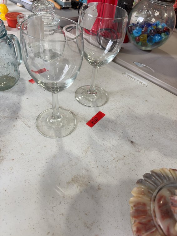 Clear Glass Wine Goblets With Rounded Bowls And Stems