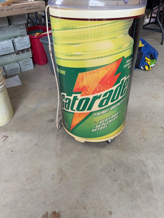 Gatorade Commercial Beverage Cooler With Hinged Lid and Wheels, Advertising Graphics