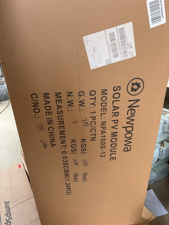 6 Newpowa NPA100S-12 Solar PV Modules, Brand New and Boxed, 12V