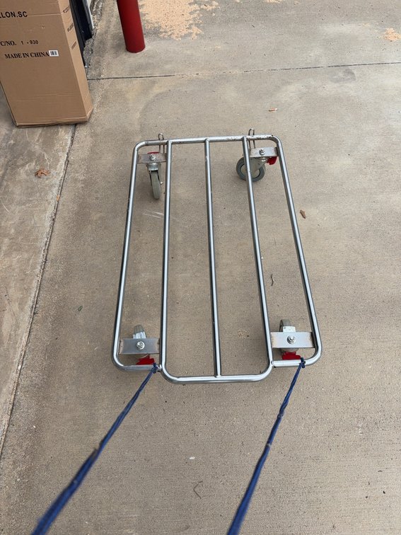 Collapsible Metal Dolly With Four Swivel Casters And Red Wheel Locks