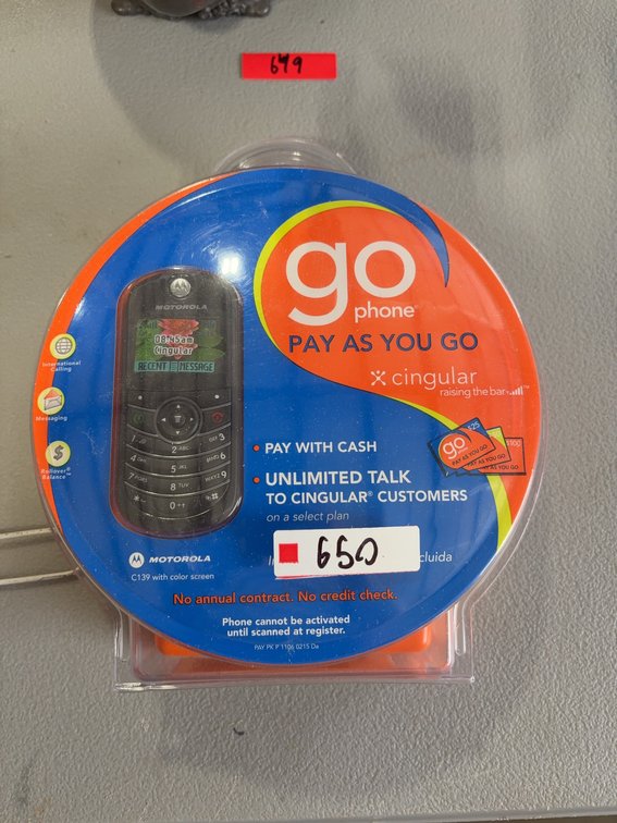 Motorola C139 GoPhone Cingular Pay-As-You-Go Prepaid Cell Phone, New in Package