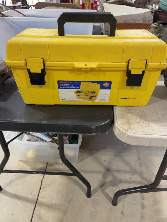 Master Mechanic Yellow Toolbox With Assorted Hand Tools, Screwdrivers, And Sockets