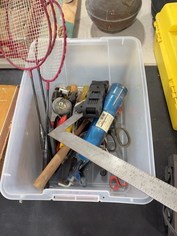 Hand Tools and Miscellaneous Items Including Scissors, Caulking Gun, Ruler