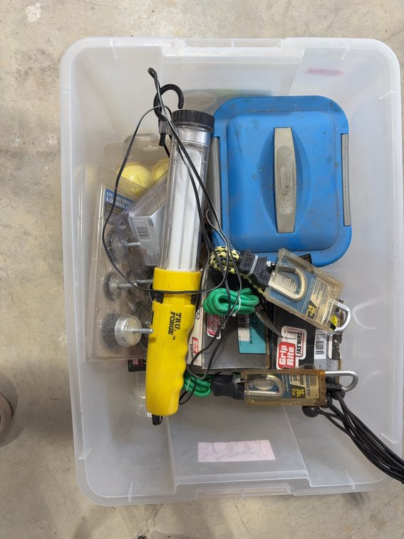 Shop Hardware, Wire Wheels, Drywall Screws, Bungee Cords, Alignment Kit